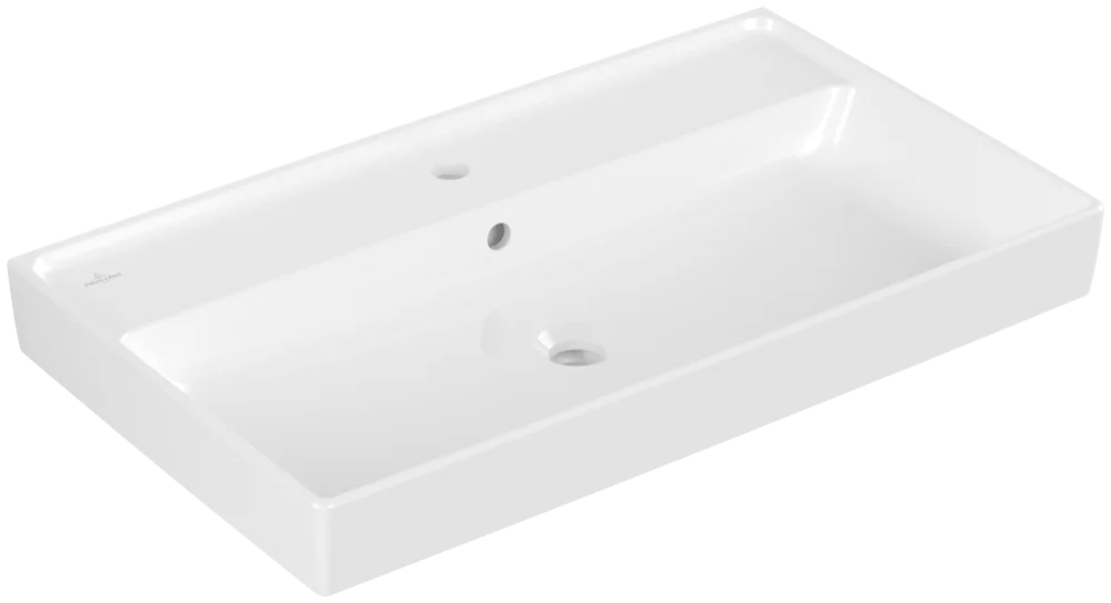 Villeroy & Boch Schrankwaschtisch Collaro 4A3380, 800x465x160 mm, glänzend weiß Alpin, mit Überlauf, TitanCeram, Metropolitan Stil