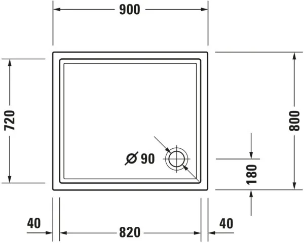 Duravit rechteck Duschwanne „Starck Slimline“ 90 × 80 cm 