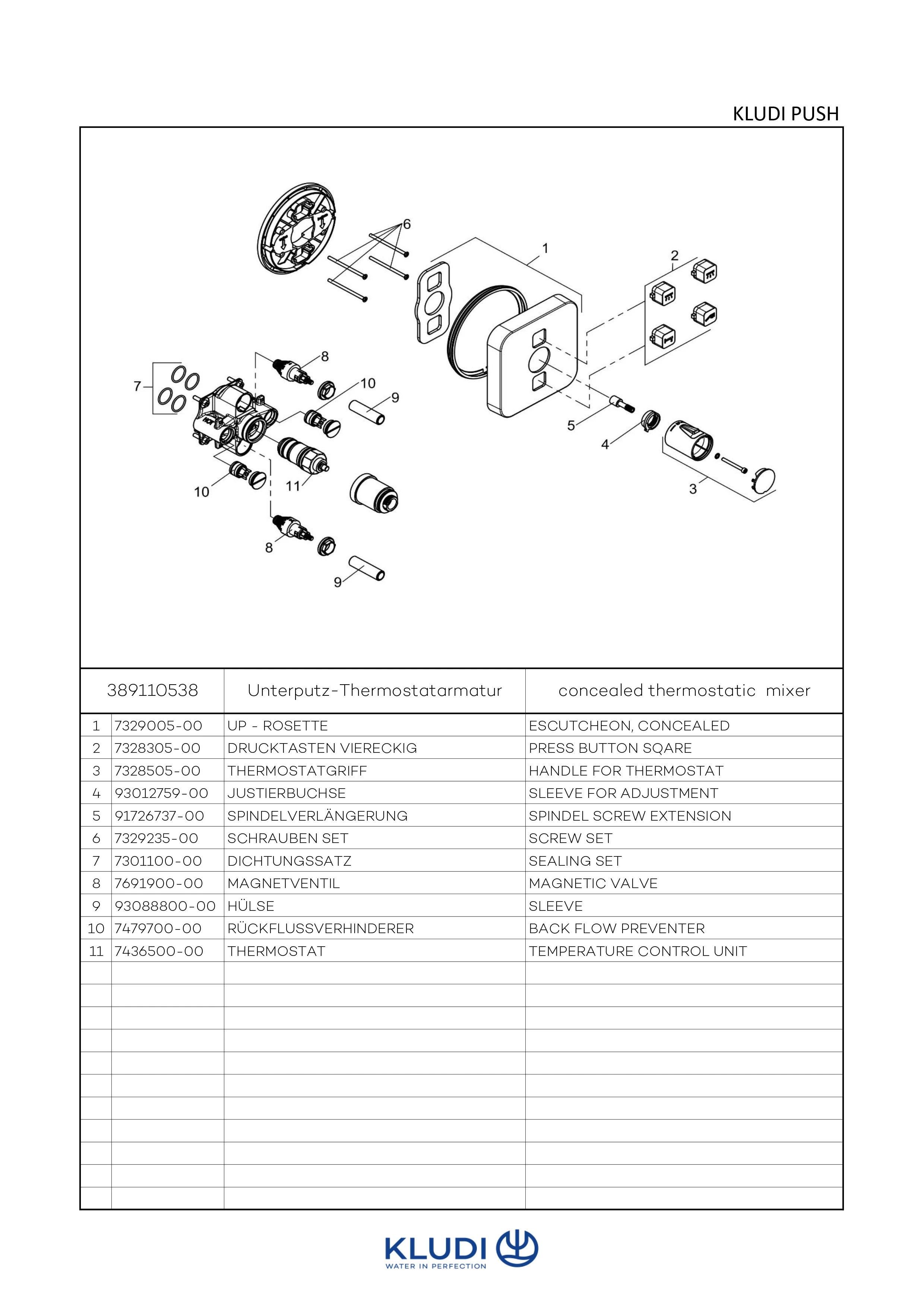 PUSH UPThermostatarm. mit Druck taste für 2 Verb., soft edge chrom PUSH UPThermostatarm. mit Druck taste für 2 Verb., soft edge chrom