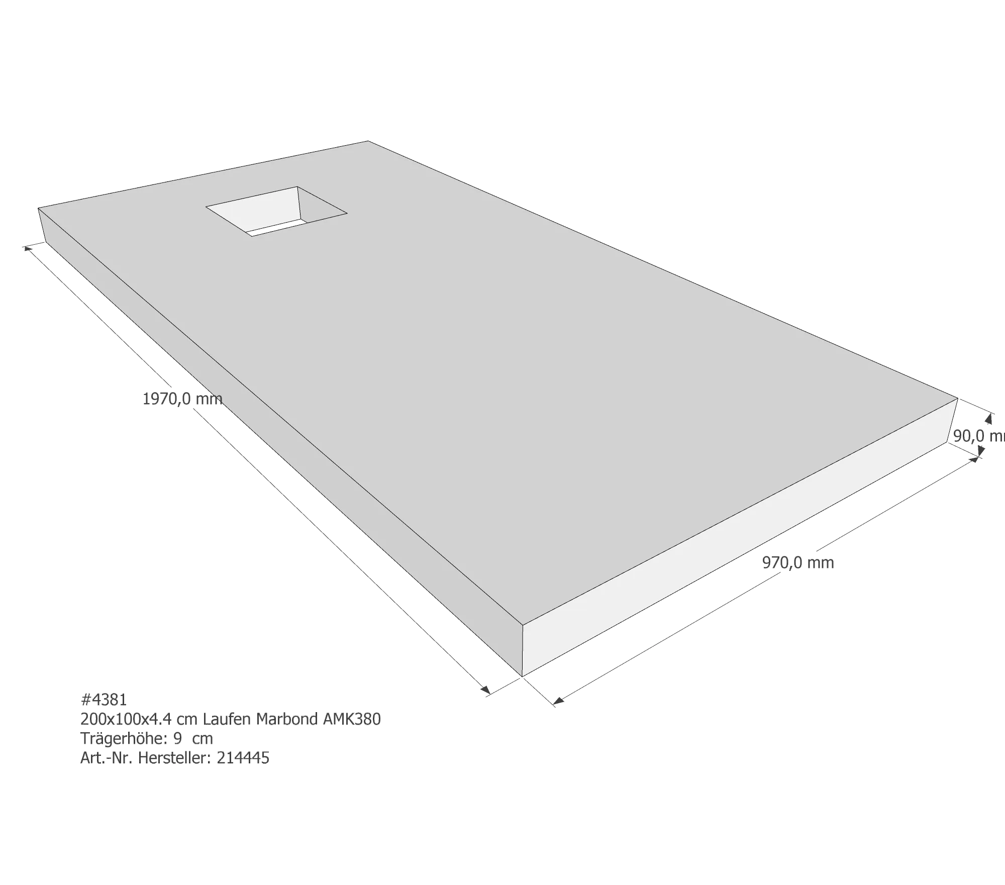 Duschwannenträger für Laufen Solutions 200 × 100 × 4,4 cm Duschwannenträger für Laufen Solutions 200 × 100 × 4,4 cm
