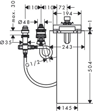 3-Loch Wannenarmatur Grundkörper Axor für Wannenrandmontage sBox 3-Loch Wannenarmatur Grundkörper Axor für Wannenrandmontage sBox