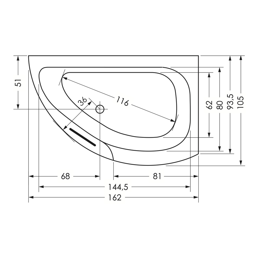 repaBAD asymmetrische Badewanne „Taurus“ eck 1620 × 940 mm, links in Weiß repaBAD asymmetrische Badewanne „Taurus“ eck 1620 × 940 mm, links in Weiß