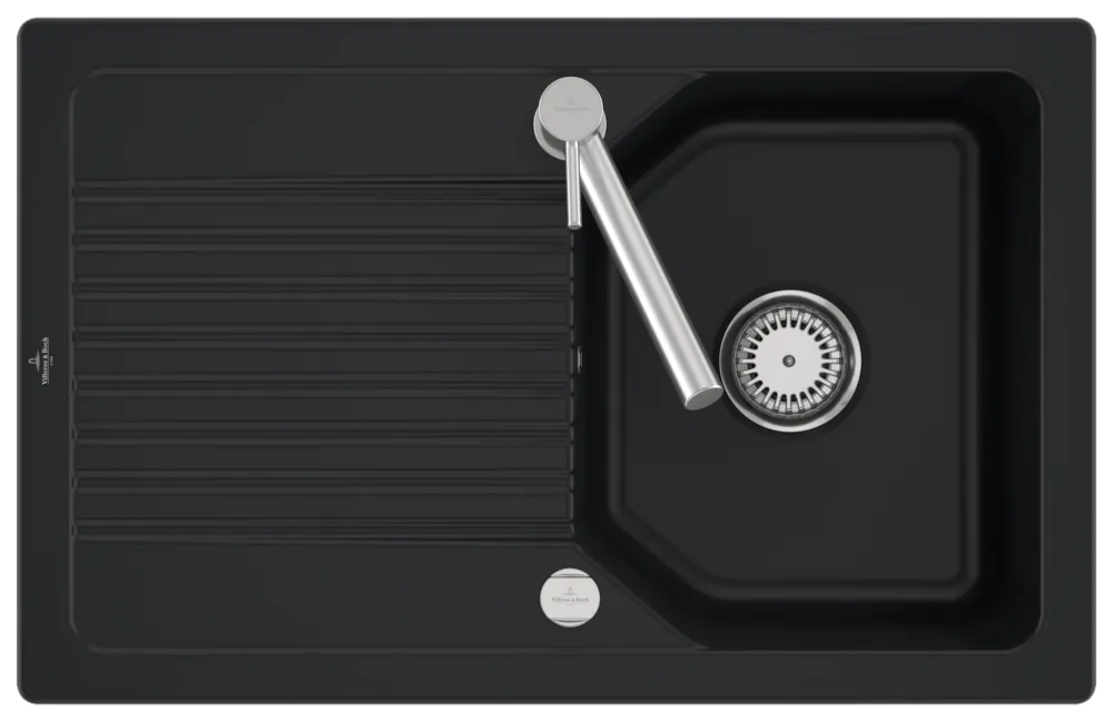 Villeroy & Boch flächenbündiges Küchenspülbecken „Linara“ 45 flat 780 × 490 × 200 mm in Pure Black Villeroy & Boch flächenbündiges Küchenspülbecken „Linara“ 45 flat 780 × 490 × 200 mm in Pure Black