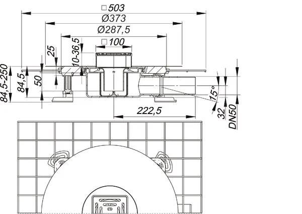 Bodenablauf CeraDrain Select, DN 50 100 x 100 mm Bodenablauf CeraDrain Select, DN 50 100 x 100 mm