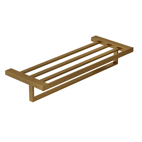 Kludi-VELA C Handtuchablage mit Badetuchhalter Brushed Bronze, Wandmontage, Metall
