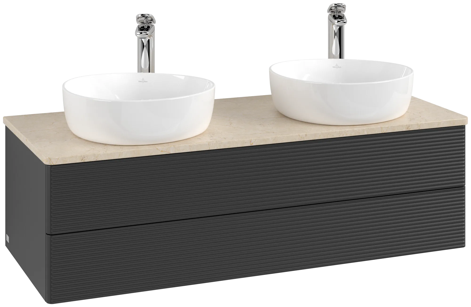 Villeroy & Boch Antao Waschbeckenunterschrank K24_5, 1200 x 360 x 500 mm, Black Matt Lacquer / Botticino