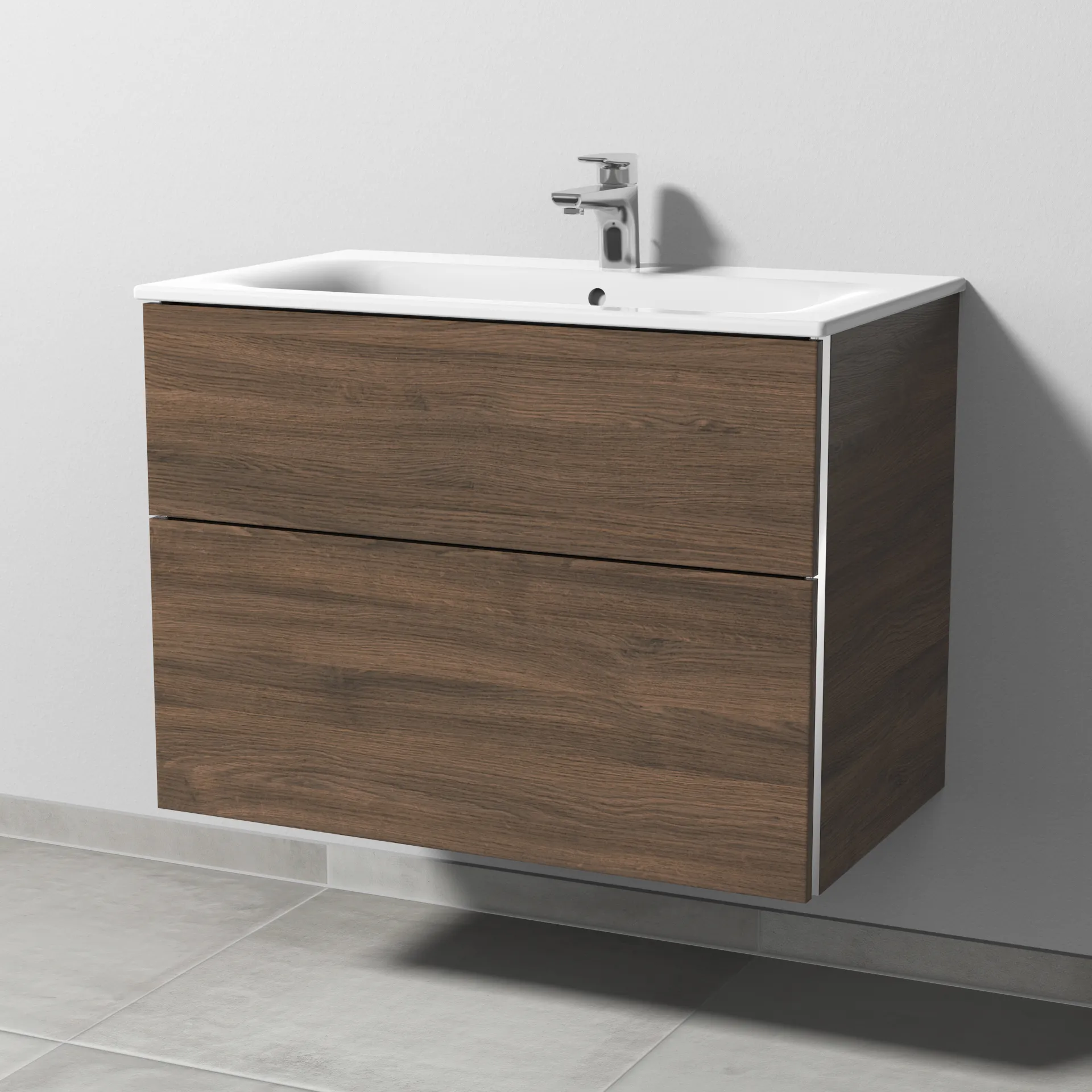 Sanipa Waschtischunterschrank „3way“ passend zu Keramik-Waschtische Renova Plan Slim von Geberit 785 × 582 × 472 mm in Eiche Arizona