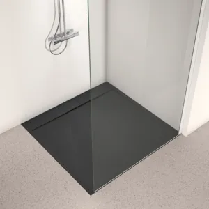 Ideal Standard Quadrat-Brausewanne Ultra Flat S i.life in Schiefer, 1200x1200x30 mm, rutschfest, bodengleich einbaubar