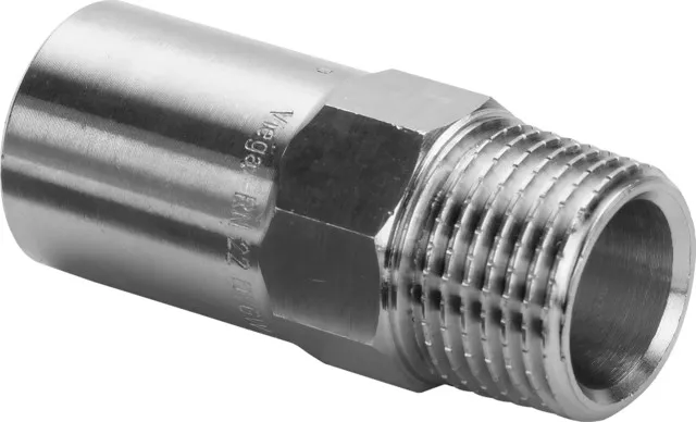 „Sanpress“ Einsteckstück mit Außengewinde 22 mm × 1/2″ „Sanpress“ Einsteckstück mit Außengewinde 22 mm × 1/2″