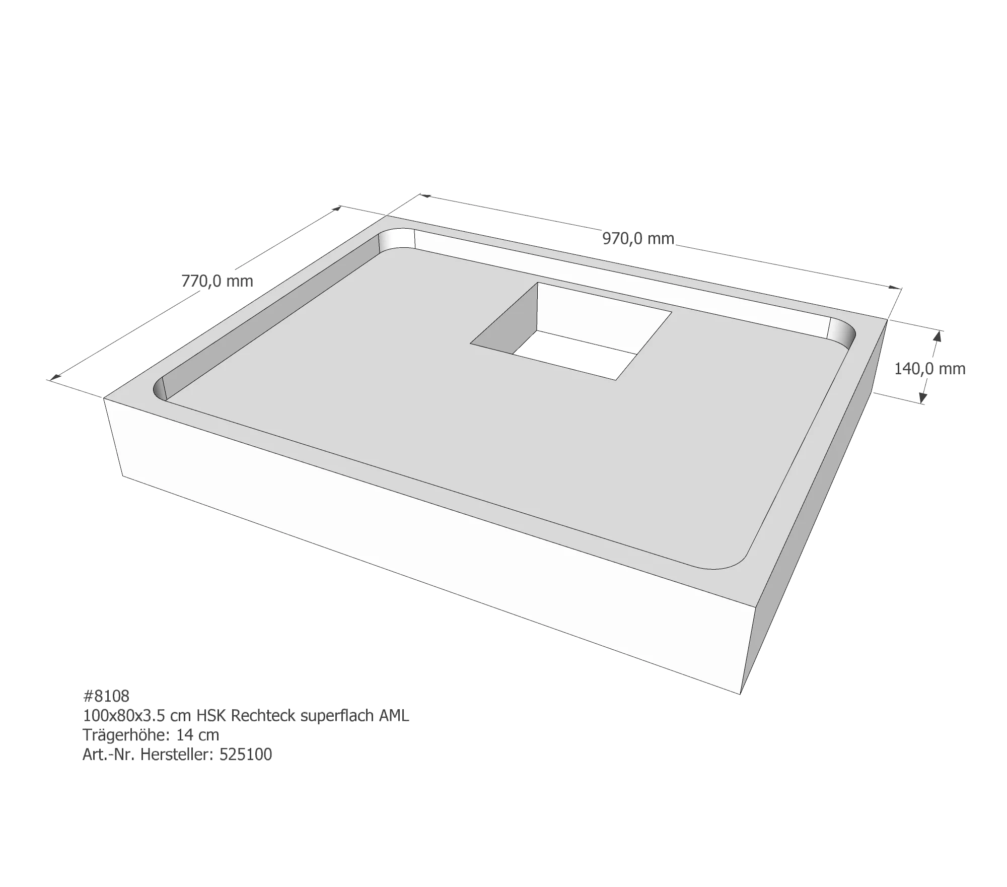 Duschwannenträger passend für HSK Rechteck superflach 100 × 80 × 3,5 cm
