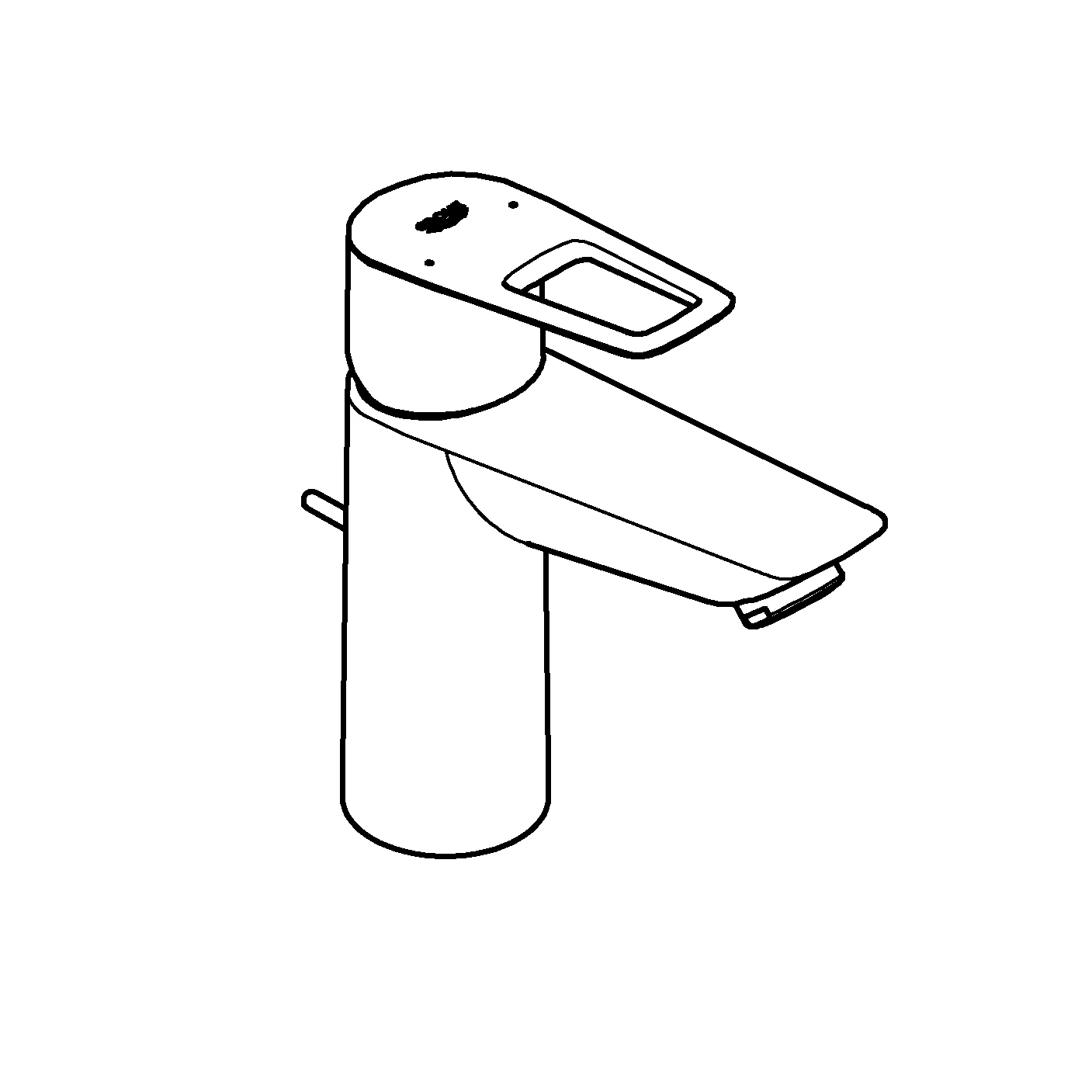 Einhand-Waschtischbatterie BauLoop 23885_1, M-Size, Einlochmontage, mit Temperaturbegrenzer, LowFlow 3,5 l/min Mousseur, Zugstangen-Ablaufgarnitur aus Kunststoff 1 1/4″, chrom