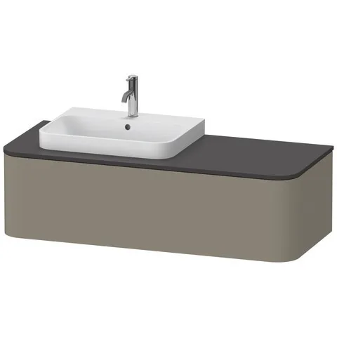 Duravit Waschtischunterschrank wandhängend „Happy D.2 Plus“ 130 × 35,4 × 55 cm, links Becken: links / Beleuchtung: ohne / Front- & Korpusfarbe: Steingrau Seidenmatt / Größe: 130 × 55 × 35,4 cm / Oberfläche: Lack / Schubladen: 1 Duravit Waschtischunterschrank wandhängend „Happy D.2 Plus“ 130 × 35,4 × 55 cm, links Becken: links / Beleuchtung: ohne / Front- & Korpusfarbe: Steingrau Seidenmatt / Größe: 130 × 55 × 35,4 cm / Oberfläche: Lack / Schubladen: 1