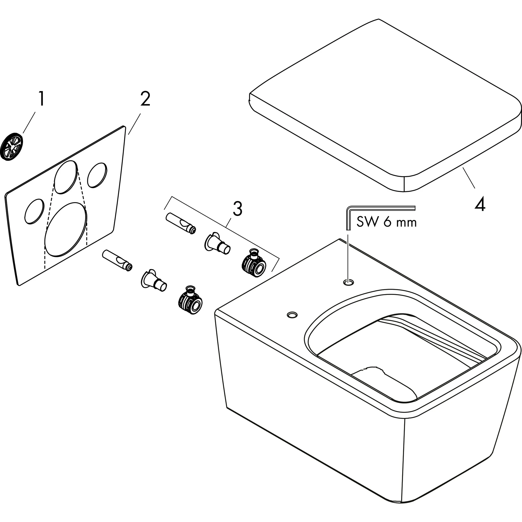 Hansgrohe EluPura Q Wand WC 540 AquaFall Flush, Weiß