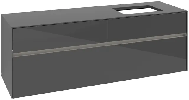 Villeroy & Boch Waschtischunterschrank „Collaro“ 1600 × 548 × 500 mm Glossy Grey, mit Beleuchtung, für Becken rechts Villeroy & Boch Waschtischunterschrank „Collaro“ 1600 × 548 × 500 mm Glossy Grey, mit Beleuchtung, für Becken rechts