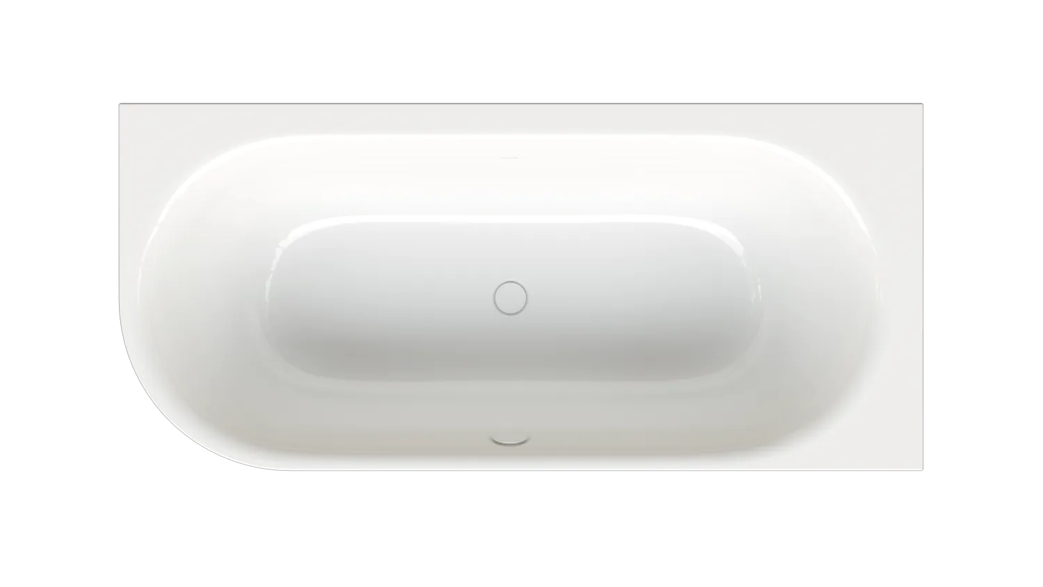 Bette BetteSilhouette Badewanne Eck Sonderform Lux Oval V, weiß, 1750 x 800 mm, Randhöhe 575 mm, Nutzinhalt 150 l