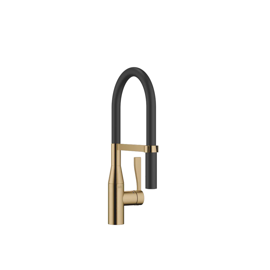 Dornbracht Einhebelmischer Profi SYNC Dark Brass gebürstet PVD, Ausladung 200 mm, schwenkbarer Auslauf 360°, flexibler Silikonschlauch bis 350 mm Aktionsradius, Armaturenhöhe 451 mm