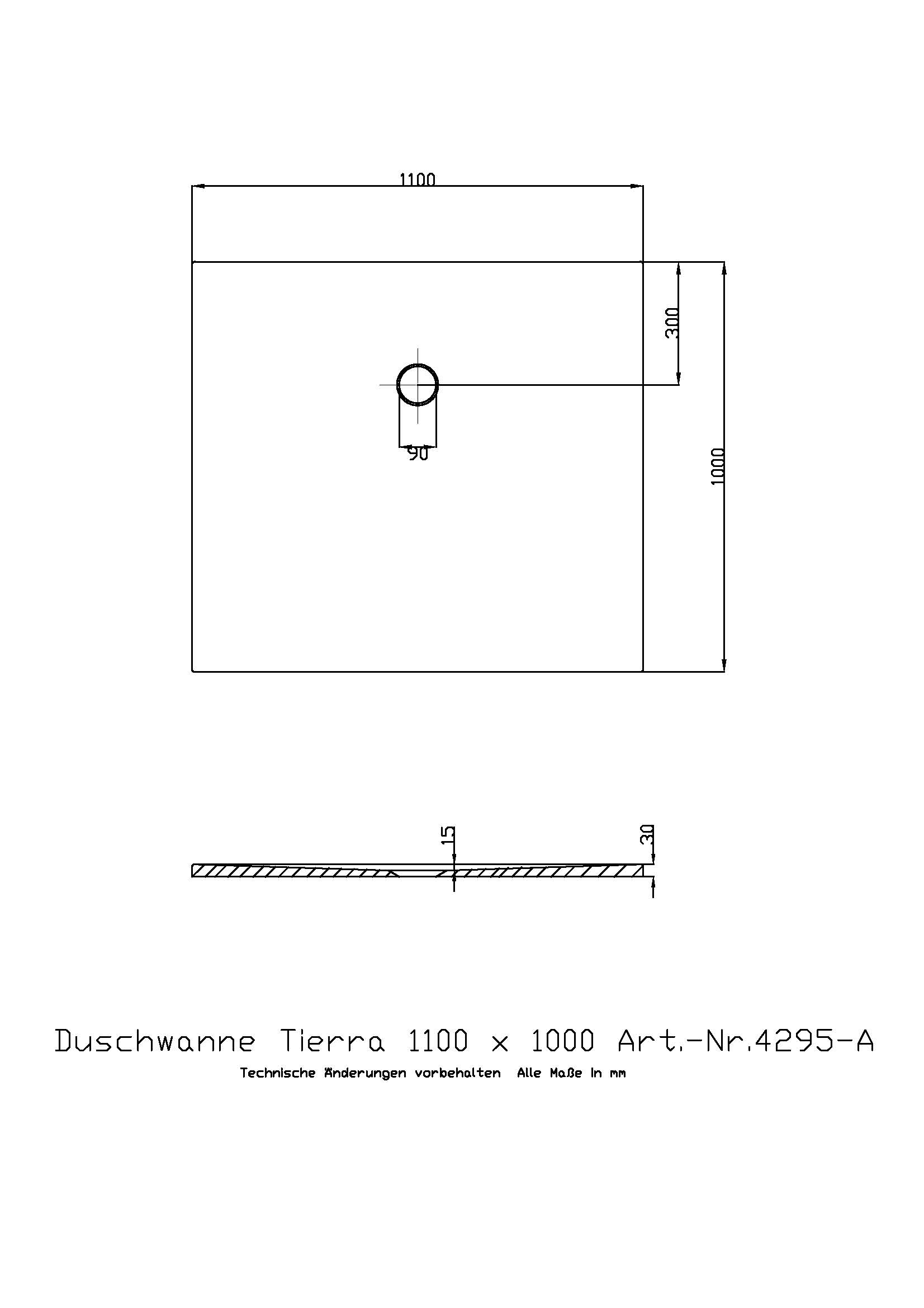 Duschwanne „Tierra“ Rechteck 110 × 100 cm in Weiß