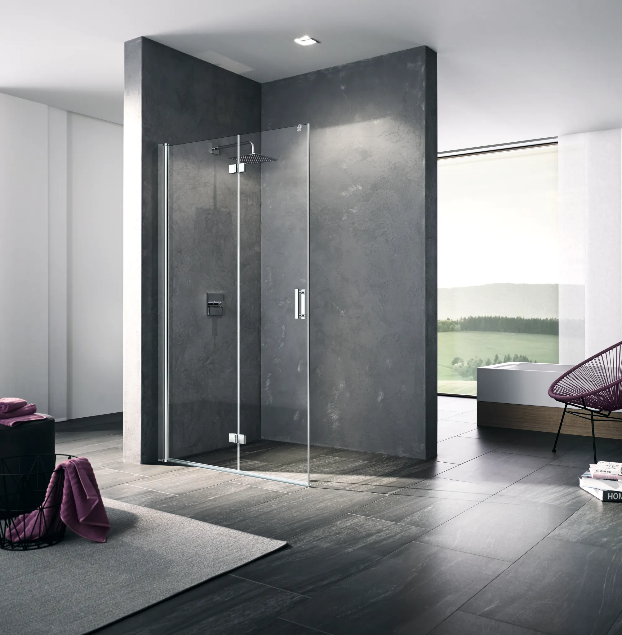 Kermi Duschdesign Walk-In-Duschkabine Pendel-Falt links „DIGA“ Glas Klar, BV: 780 - 800 mm WE: 790 - 810 mm H: 1850 mm