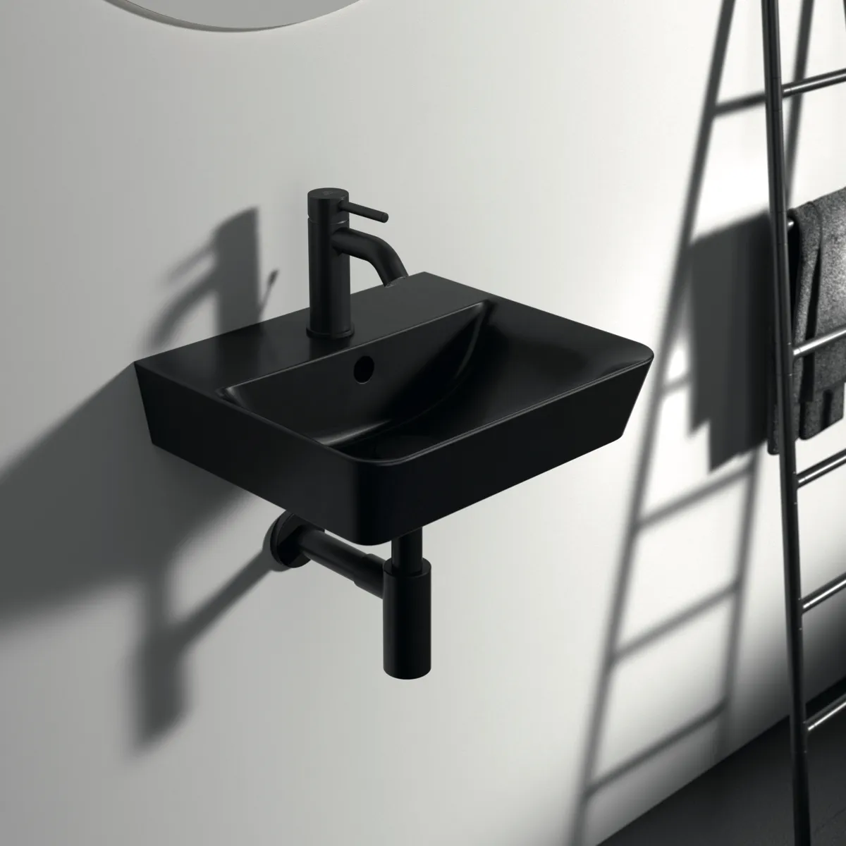 Waschbecken „ConnectAir“ 40 × 35 × 15 cm, Hahnlochposition mittig in Schwarz Matt
