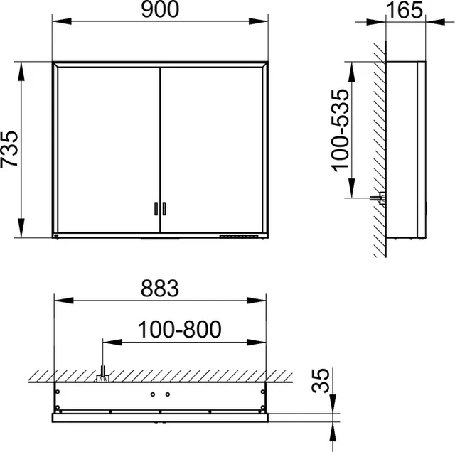 KEUCO Wandvorbau Spiegelschrank mit verdecktem Ablagefach „Royal Lumos“ in Silber (eloxiert), Aufputz, mit Steckdosen, ohne Spiegelheizung 900 × 735 × 165 mm KEUCO Wandvorbau Spiegelschrank mit verdecktem Ablagefach „Royal Lumos“ in Silber (eloxiert), Aufputz, mit Steckdosen, ohne Spiegelheizung 900 × 735 × 165 mm
