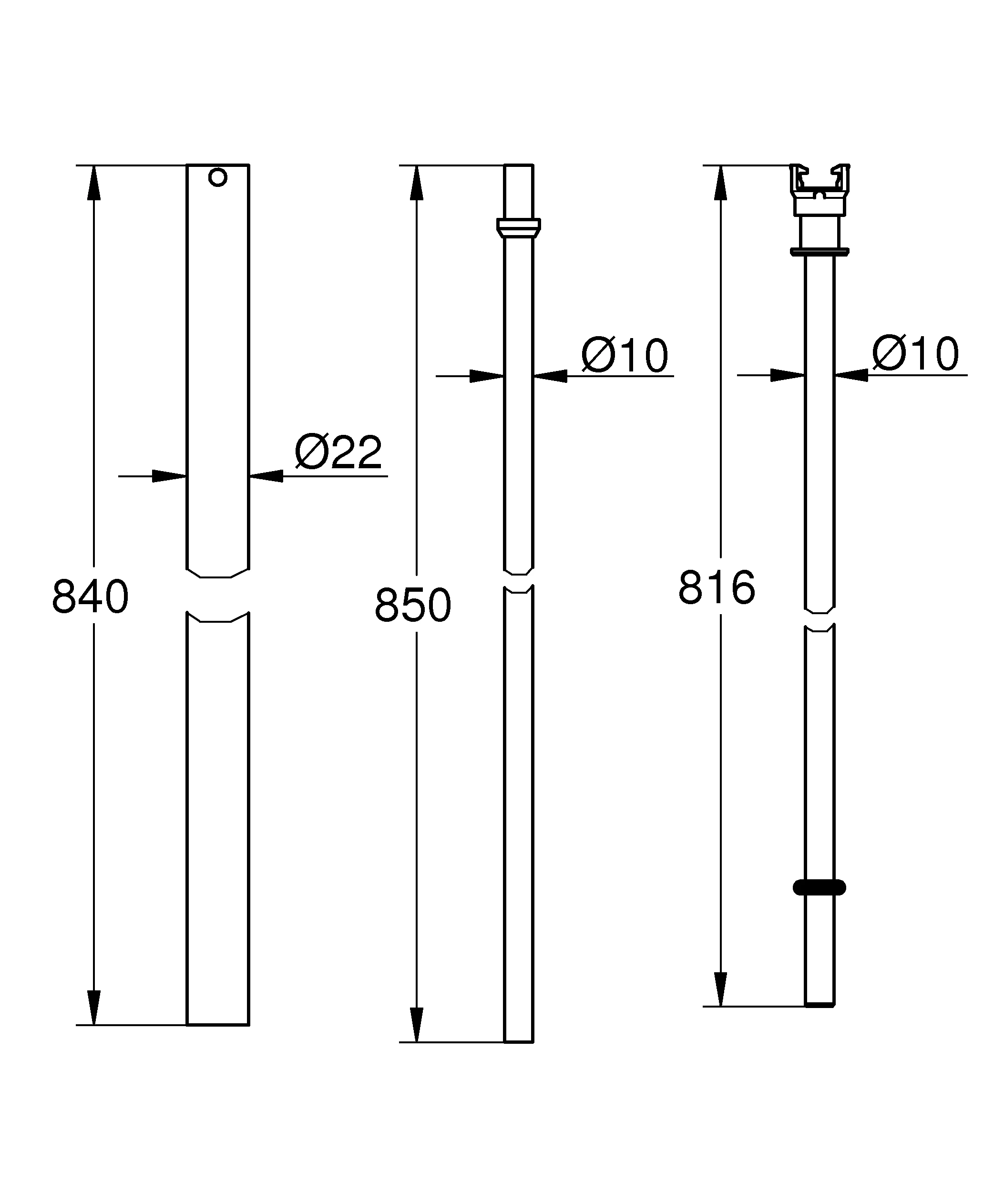 Ersatzrohr 48054, für Duschsysteme, Ersatz-Brauserohr 15 cm kürzer gegenüber Originalrohr für Duschsysteme, chrom