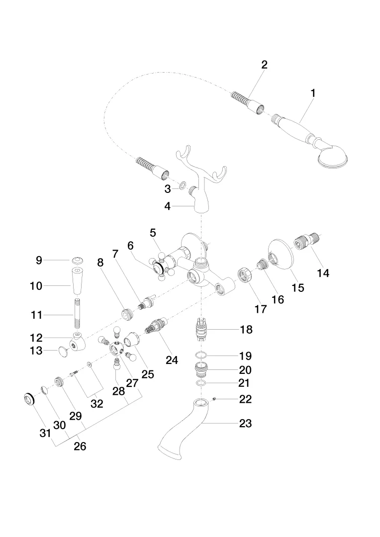 Wannenbatterie für Wandmontage mit Handbrausegarnitur MADISON Chrom 25023360 Wannenbatterie für Wandmontage mit Handbrausegarnitur MADISON Chrom 25023360