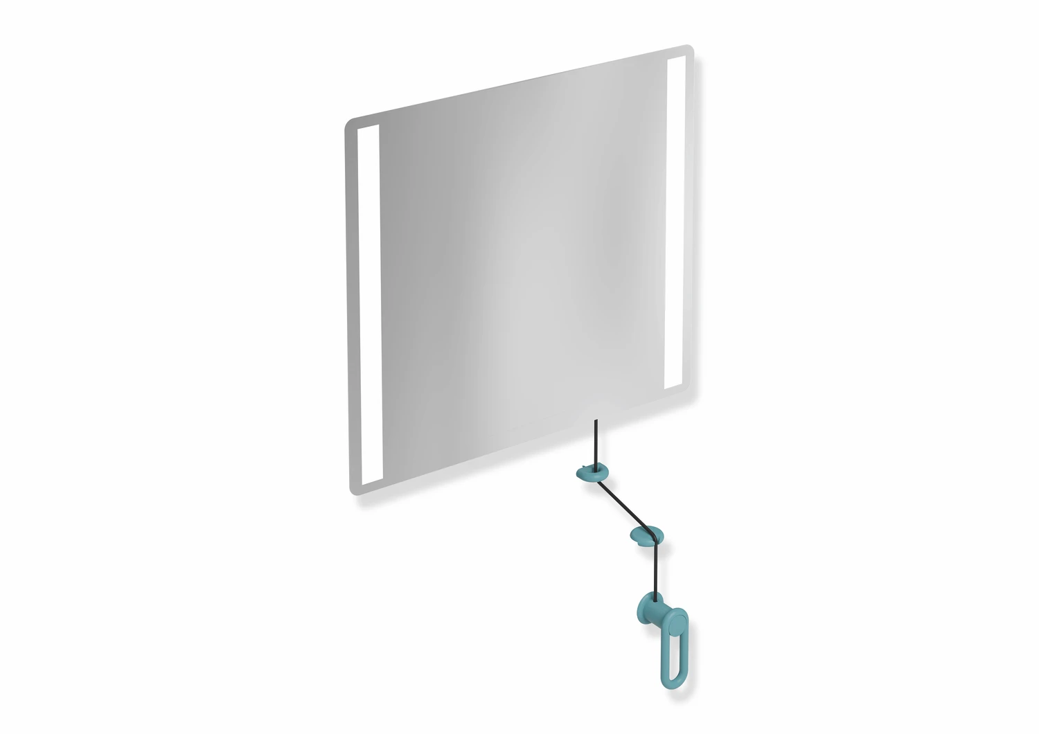 HEWI Kippspiegel „Serie 801“ 60 × 54 cm in Aquablau