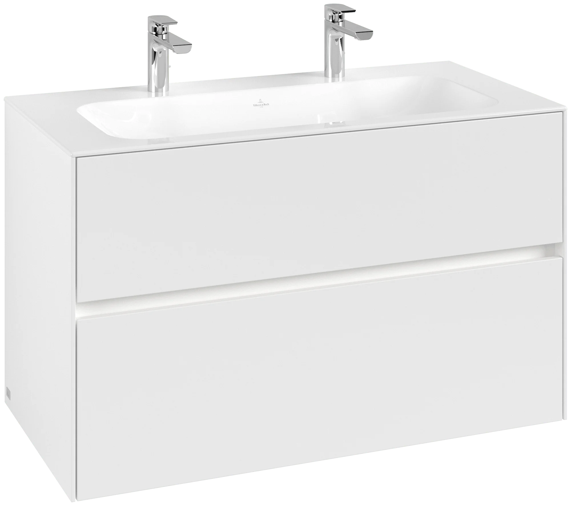 Villeroy & Boch Waschbeckenunterschrank Collaro C139B0, Eckig White Matt, 996x603x498mm, mit Beleuchtung und 2 Auszügen
