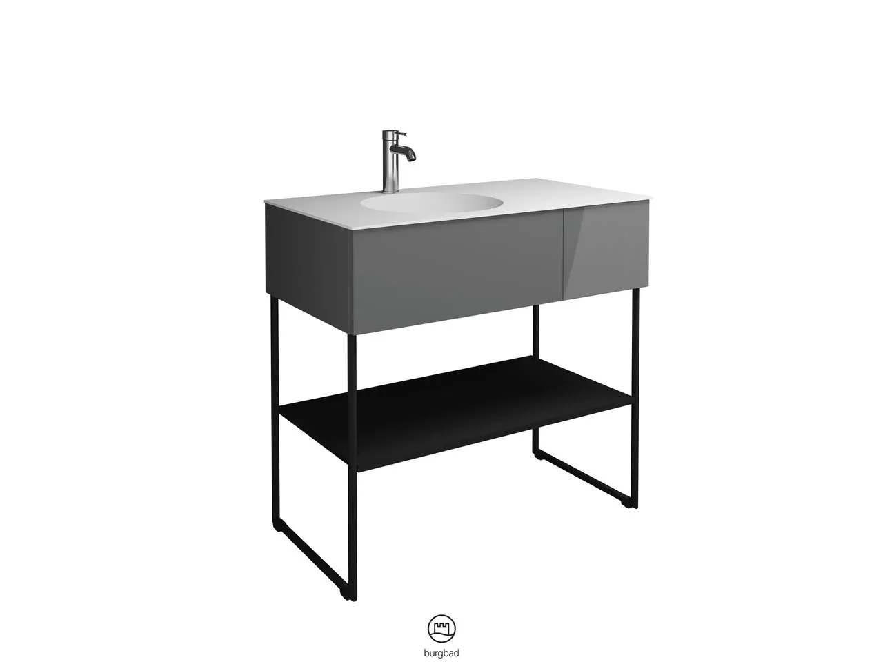 burgbad Coco Waschtisch Set, Mineralguss, Schwarz Seidenglanz burgbad Coco Waschtisch Set, Mineralguss, Schwarz Seidenglanz