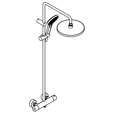 Kludi-DIVE Thermostat Dual Shower System chrom, DN 15, Wandmontage, 3 Strahlarten Body/Hair/Skin, Durchflussmenge 15 l/min., Brauseschlauch 1600 mm