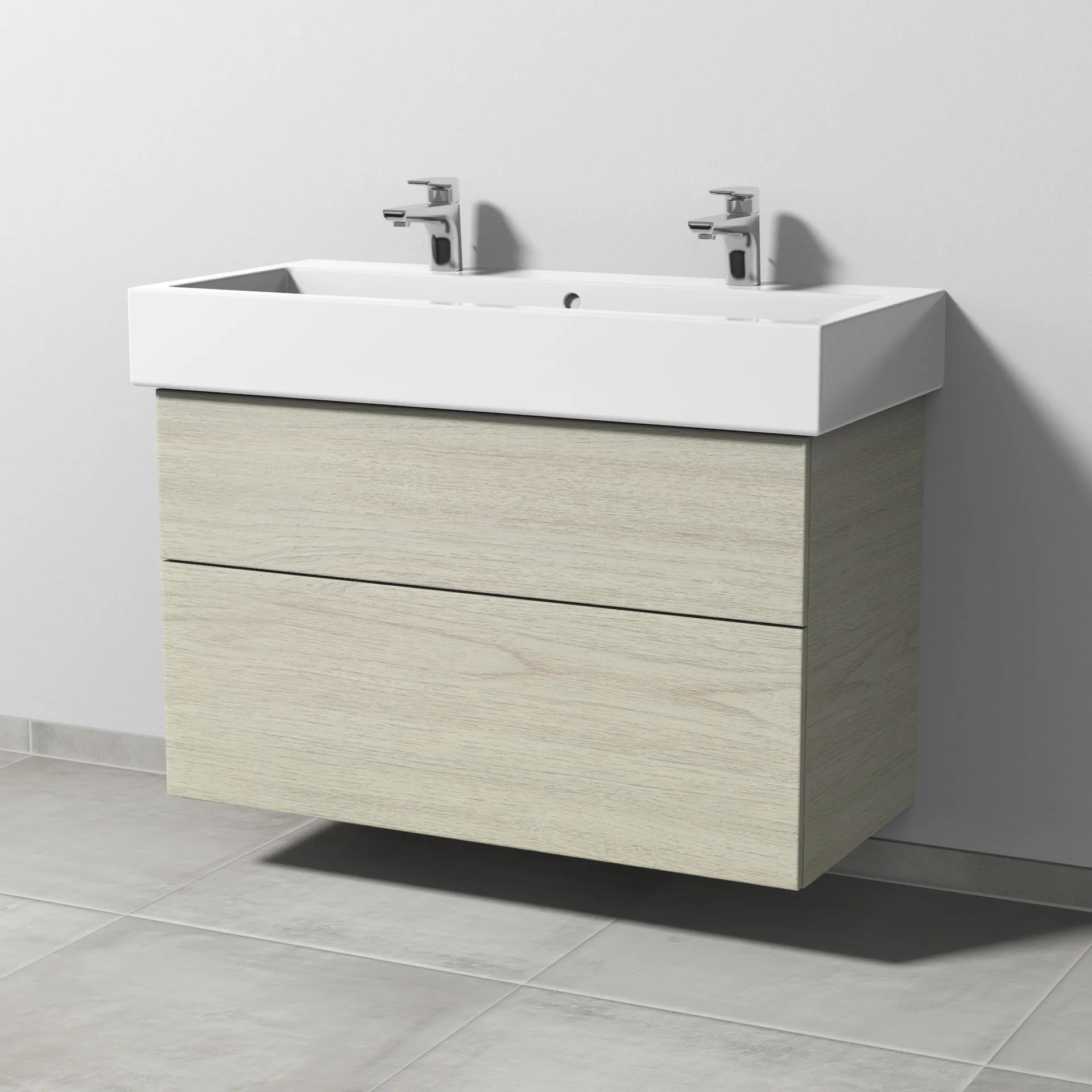 Sanipa Waschtischunterschrank „3way“ passend zu Keramik-Waschtische Vero von Duravit 950 × 593 × 447 mm in White Oak