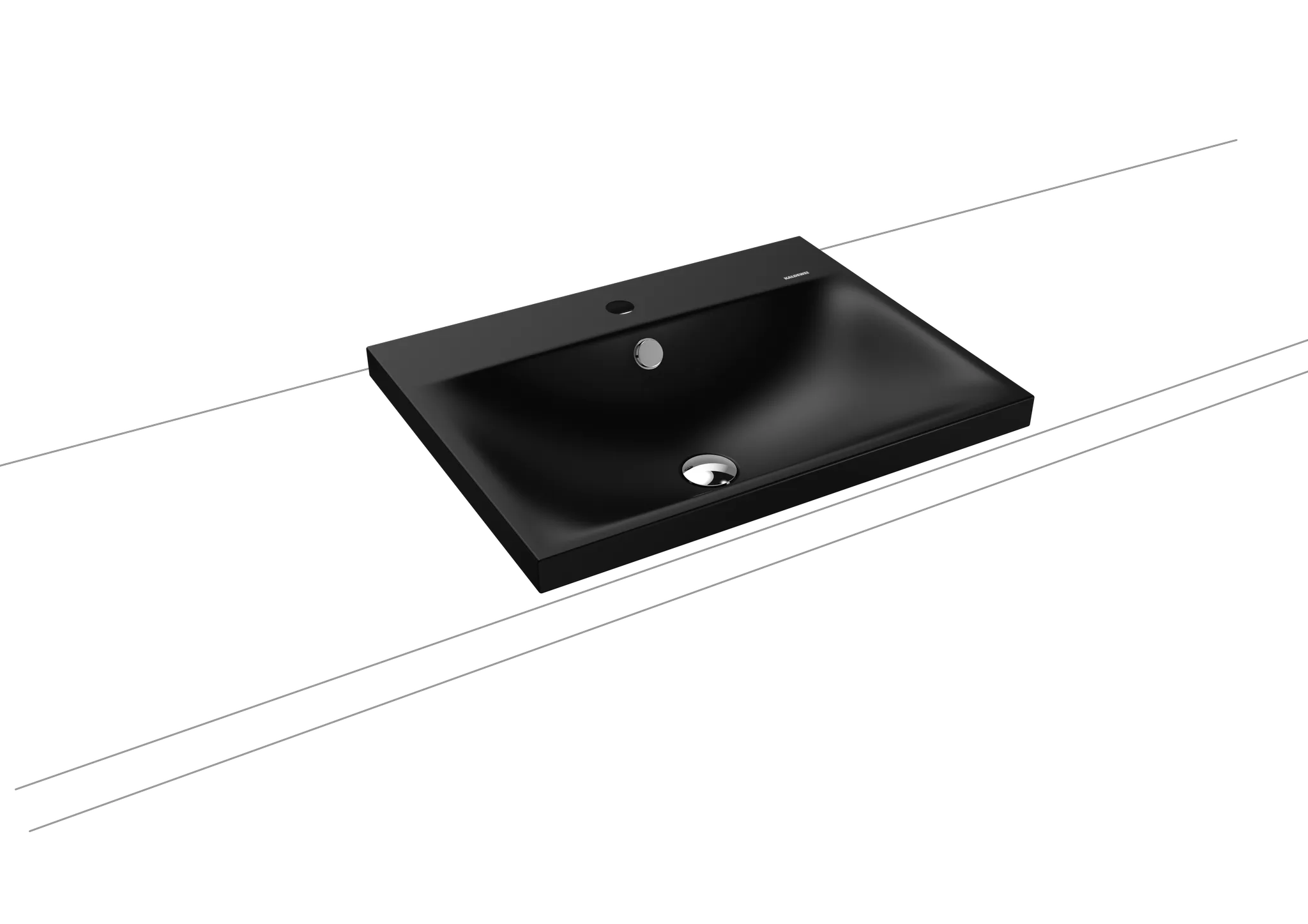 Aufsatzwaschtisch „Silenio“ 60 × 46 cm, ohne Hahnlochbohrung in schwarz matt, mit Perl-Effekt