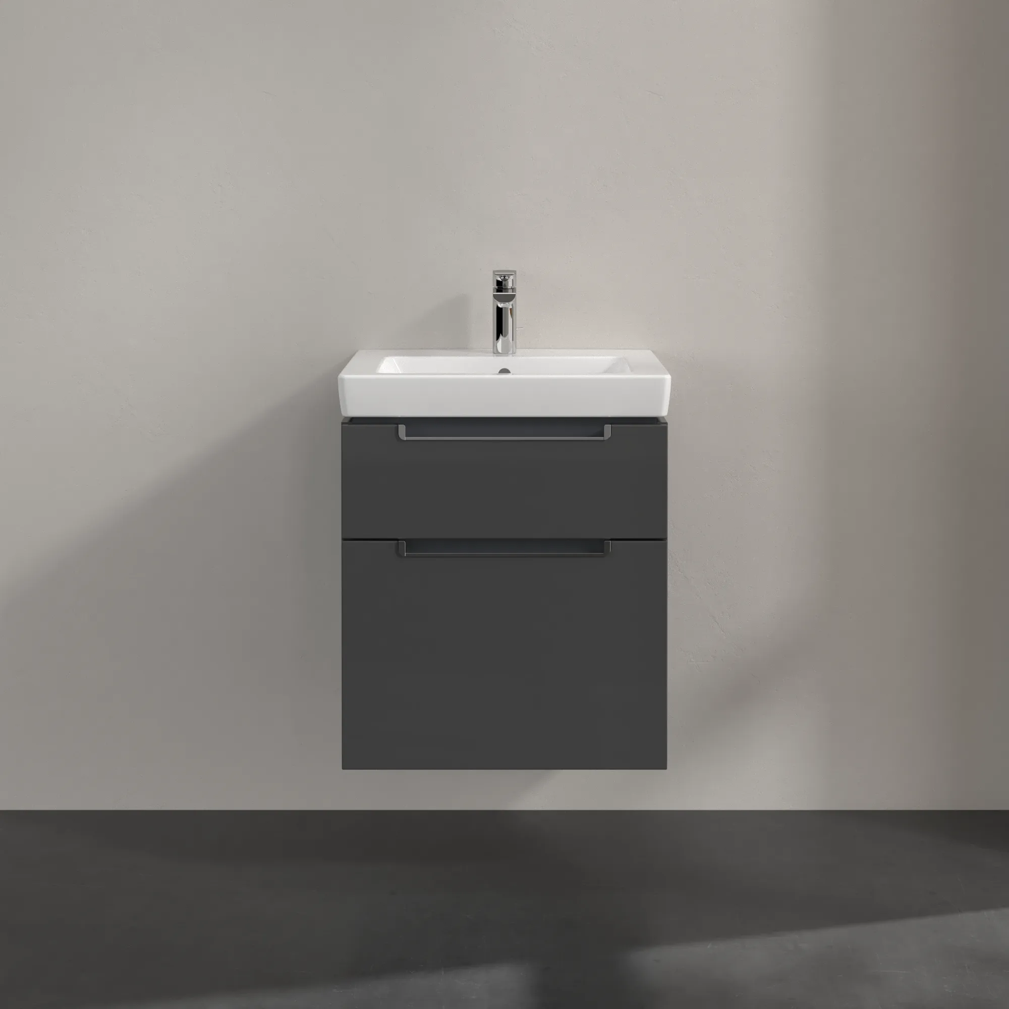 Villeroy & Boch Waschtischunterschrank „Subway 2.0“ 537 × 590 × 423 mm Glossy Grey, für Becken mittig, ohne Beleuchtung Villeroy & Boch Waschtischunterschrank „Subway 2.0“ 537 × 590 × 423 mm Glossy Grey, für Becken mittig, ohne Beleuchtung