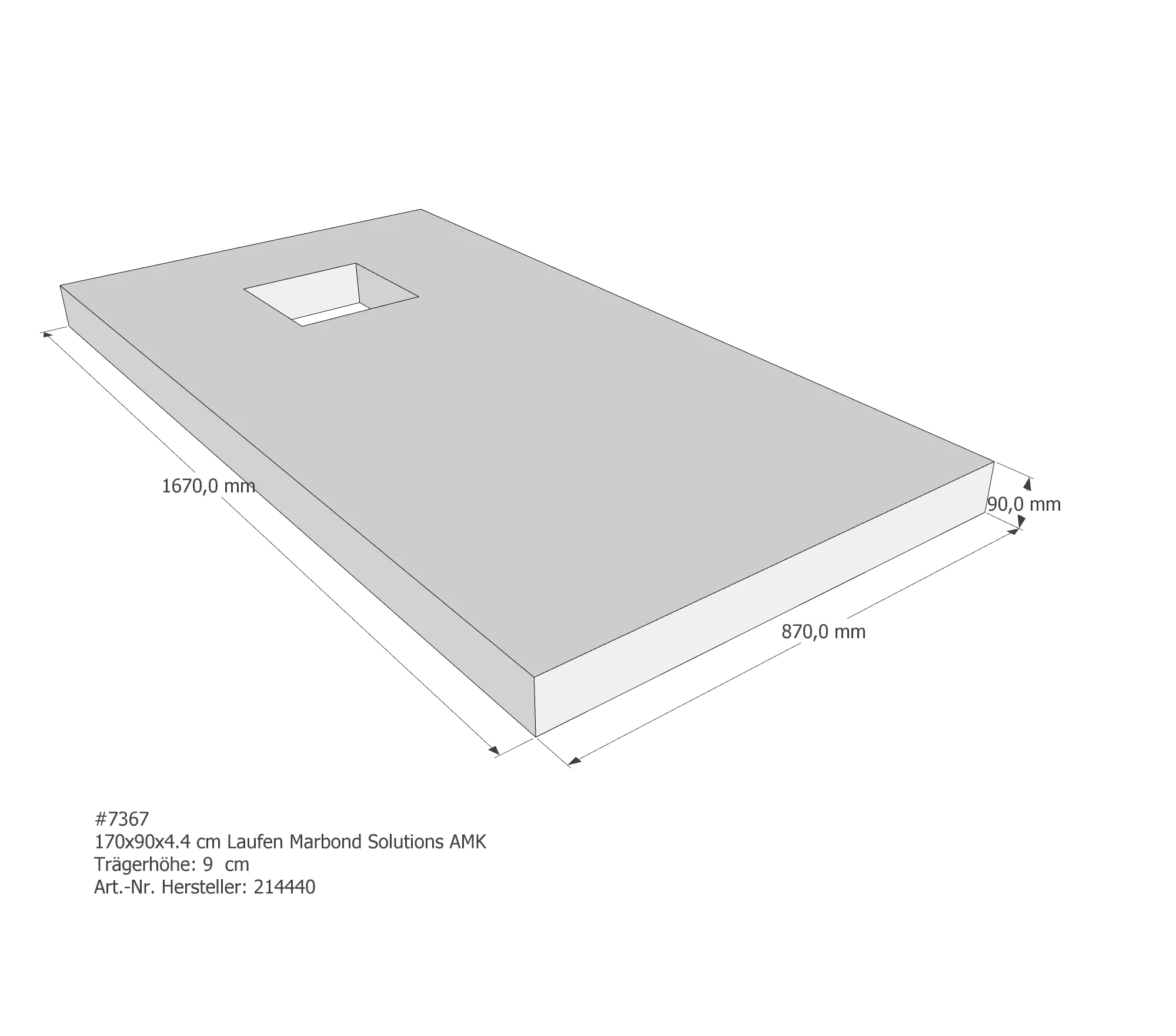 Duschwannenträger passend für Laufen Marbond_Solutions 170 × 90 × 4,4 cm