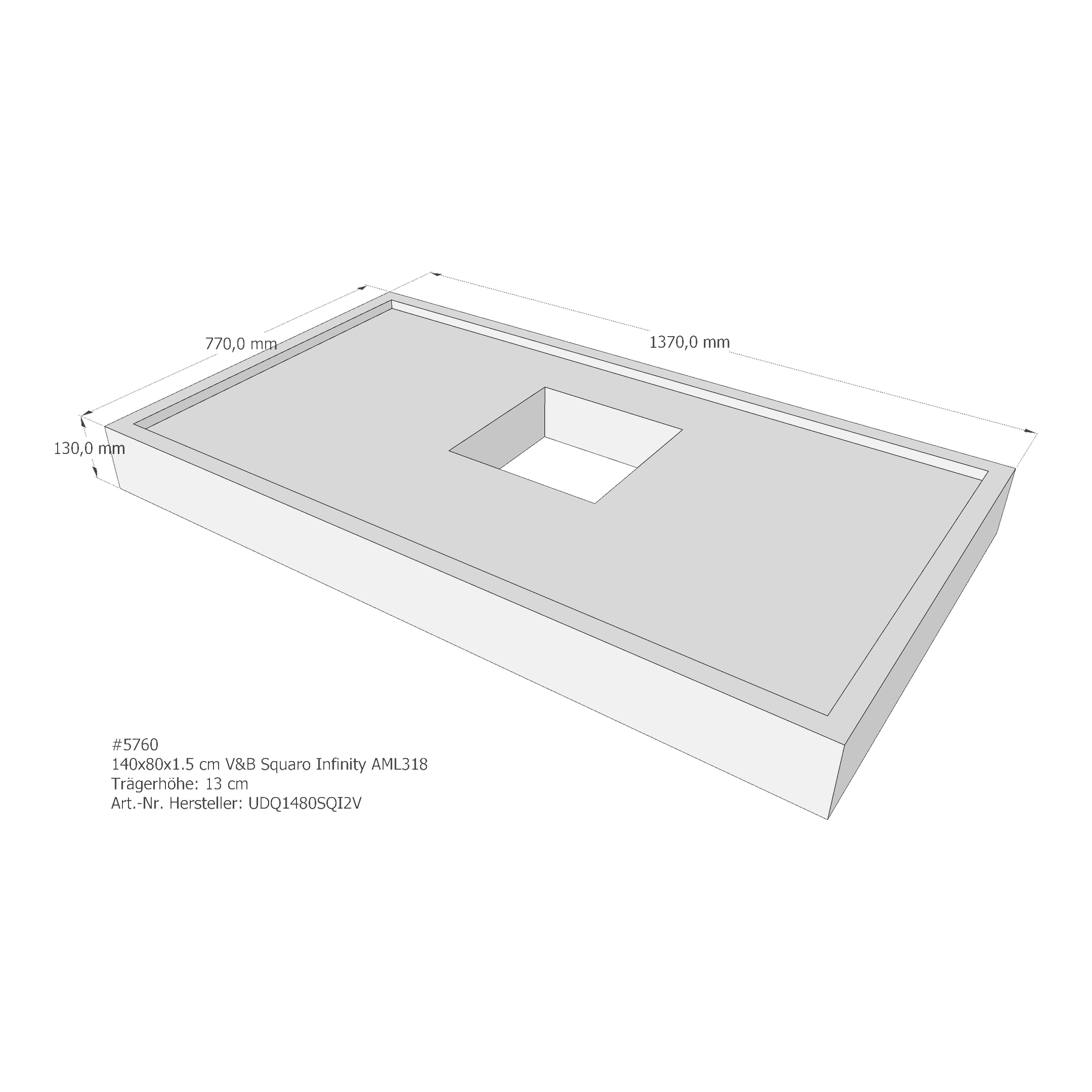 Duschwannenträger für Villeroy & Boch Squaro Infinity 140 × 80 × 1,5 cm