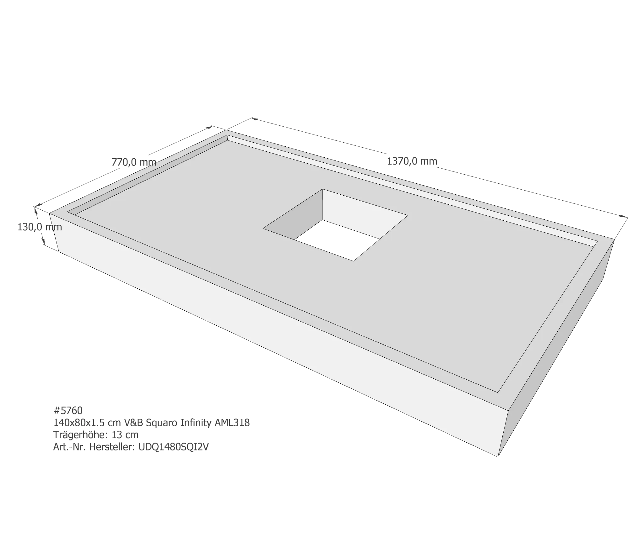 Duschwannenträger passend für Villeroy & Boch Squaro Infinity 140 × 80 × 1,5 cm Breite: 80 cm / Länge: 140 cm Duschwannenträger passend für Villeroy & Boch Squaro Infinity 140 × 80 × 1,5 cm Breite: 80 cm / Länge: 140 cm