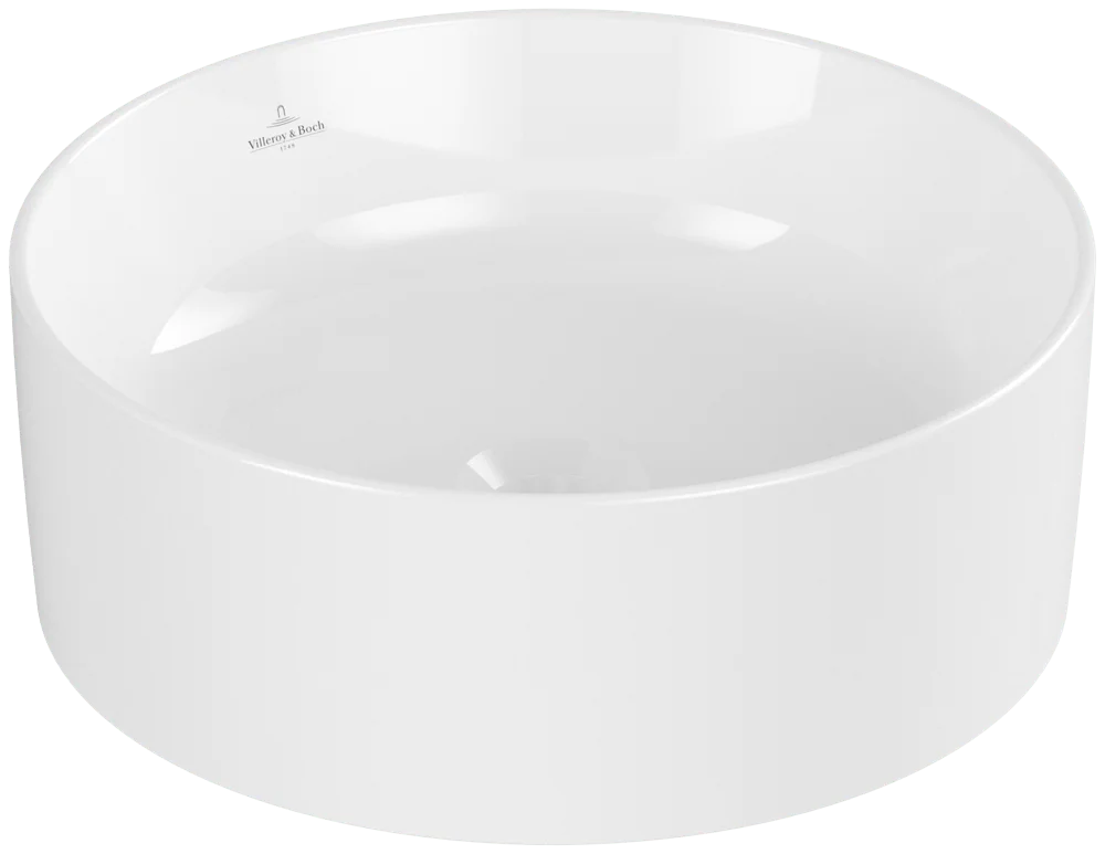 Villeroy & Boch Collaro Aufsatzwaschbecken 400x400mm, Rund ohne Überlauf, Weiß Alpin