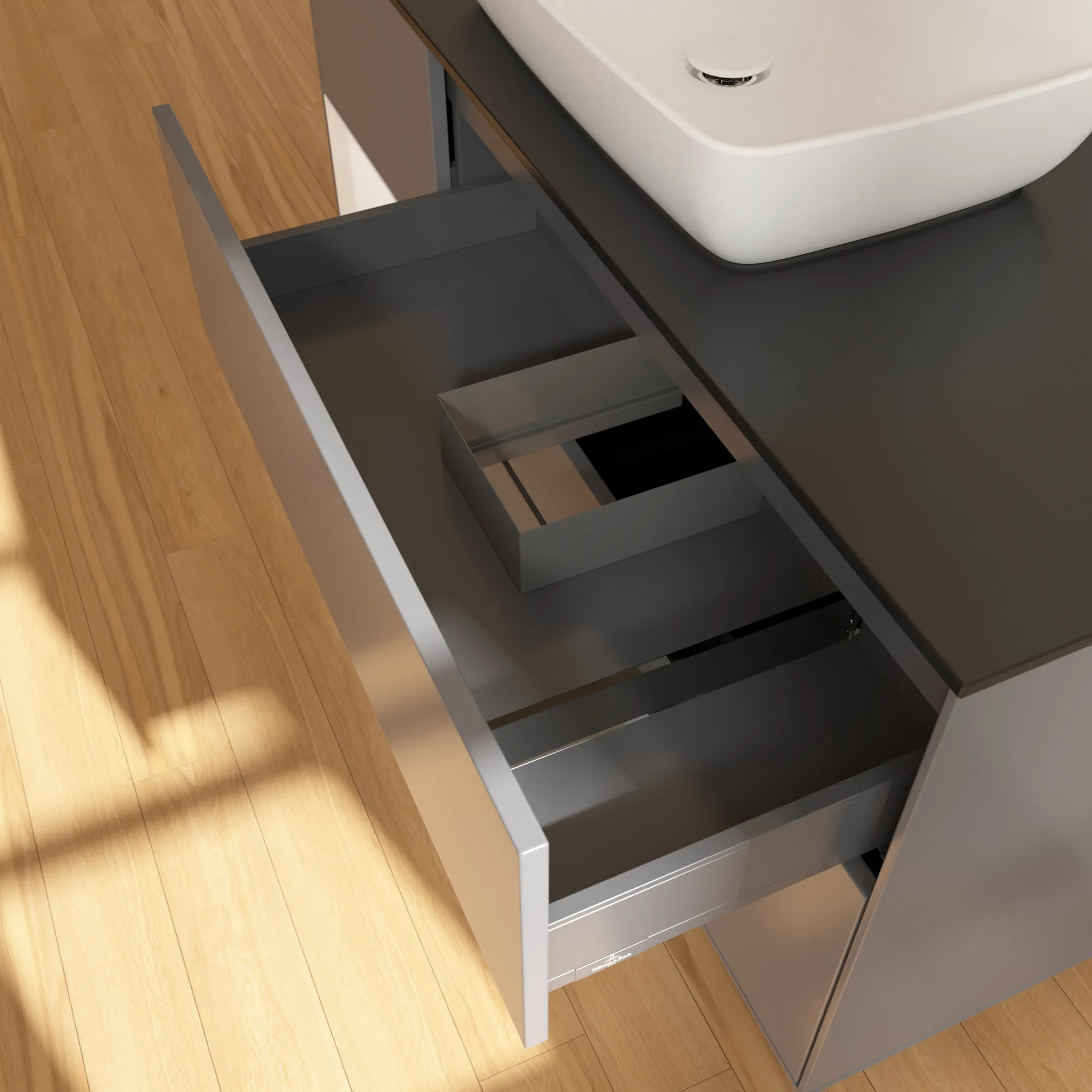 Villeroy & Boch Waschtischunterschrank „Finion“ für Schrankwaschtisch 1200 × 603 × 501 mm Anthracite Matt Lacquer, für Becken mittig