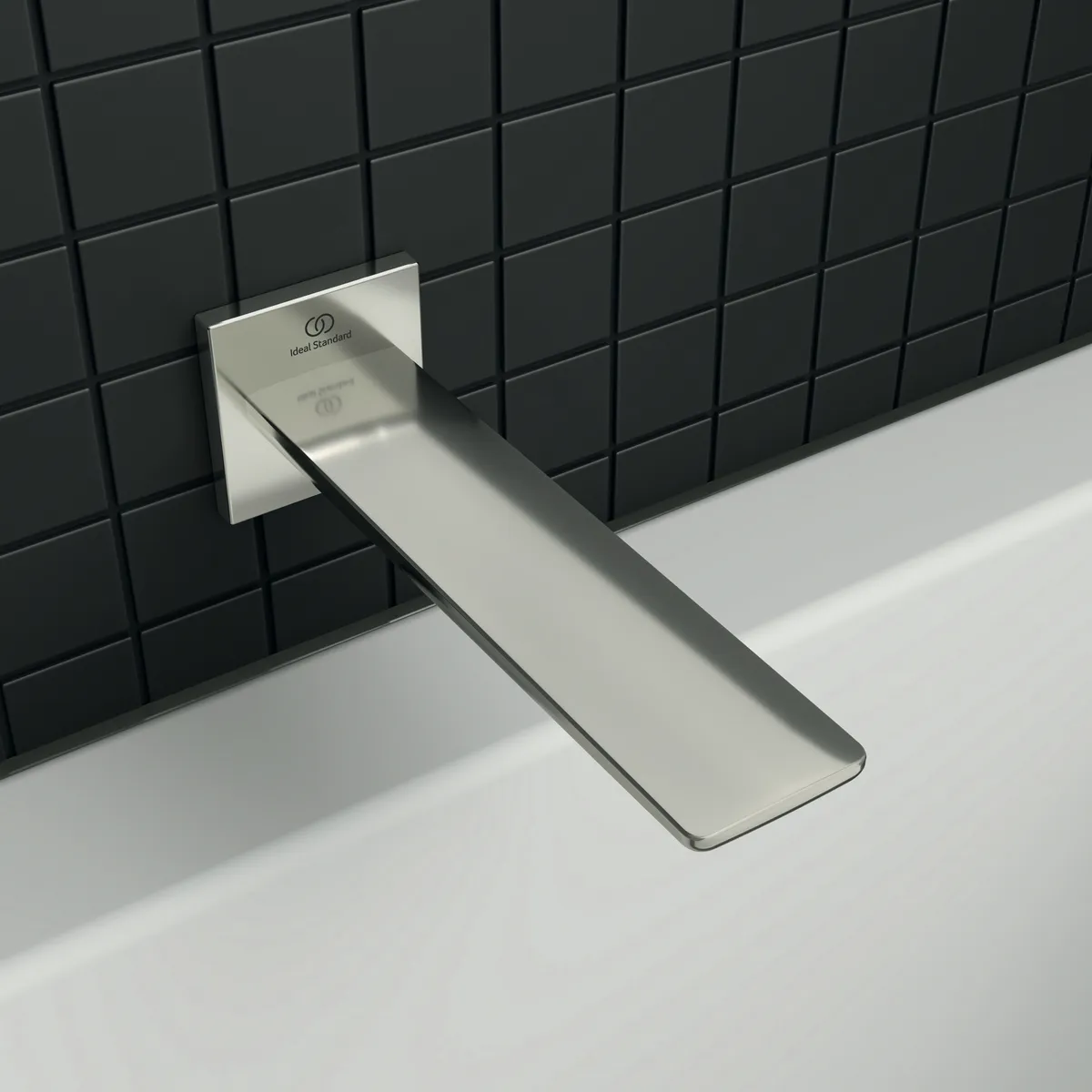 Ideal Standard Conca Wandauslaufventil, Ausladung 180 mm, eckige Rosette, Farbe Silver Storm