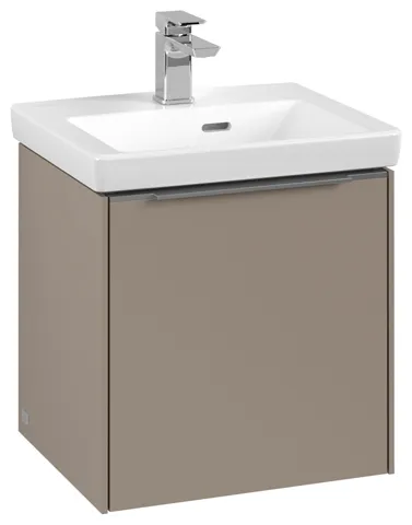 Villeroy & Boch Waschtischunterschrank mit Tür „Subway 3.0“ für Schrankwaschtisch 423 × 429 × 378 mm Taupe, 1 Tür, für Becken mittig, Anschlag links Villeroy & Boch Waschtischunterschrank mit Tür „Subway 3.0“ für Schrankwaschtisch 423 × 429 × 378 mm Taupe, 1 Tür, für Becken mittig, Anschlag links