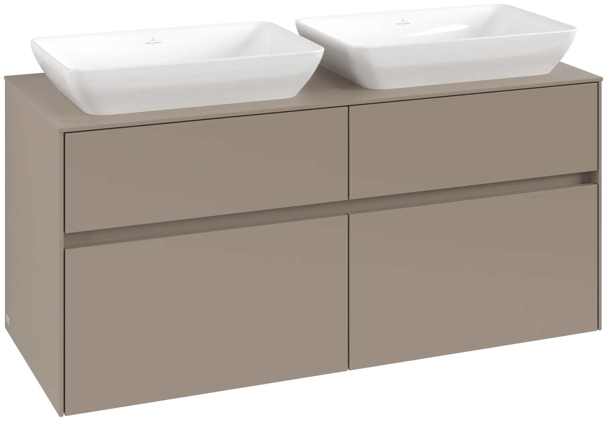 Villeroy & Boch Collaro Waschbeckenunterschrank C115B0, 1200x548x500mm, LED-Beleuchtung, 4 Auszüge, Taupe