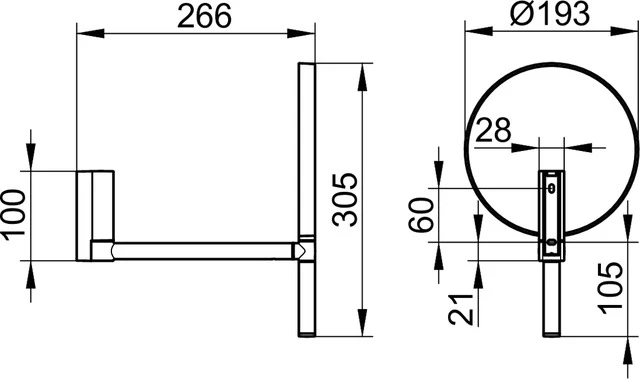 Kosmetikspiegel 17649170002 Kosmetikspiegel Plan Wandmodell / unbeleuchtet Aluminium-finish