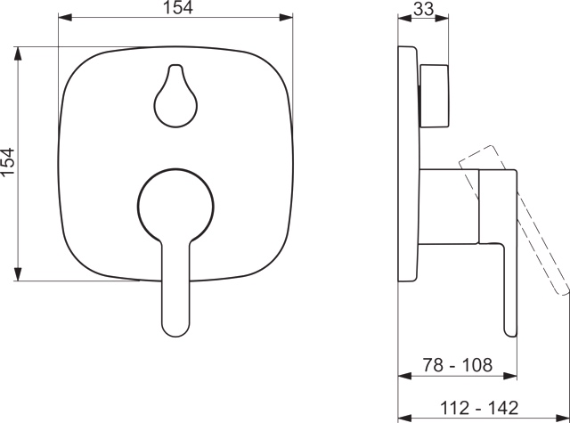 HansaDESIGNO Style Wannen- und Brausearmatur Einhebelmischer Fertigmontageset für Wanne/Brause HansaDESIGNO Style 8111 Rosette soft edge Chrom