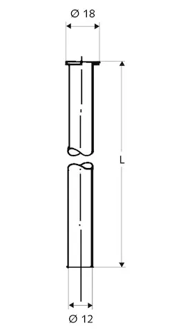 Kupferrohr Ø 12 mm, Einerseits mit Bördel Ø 18 mm für G 1/2 Überwurfmutter, andererseits glatt, 1000 mm, chrom