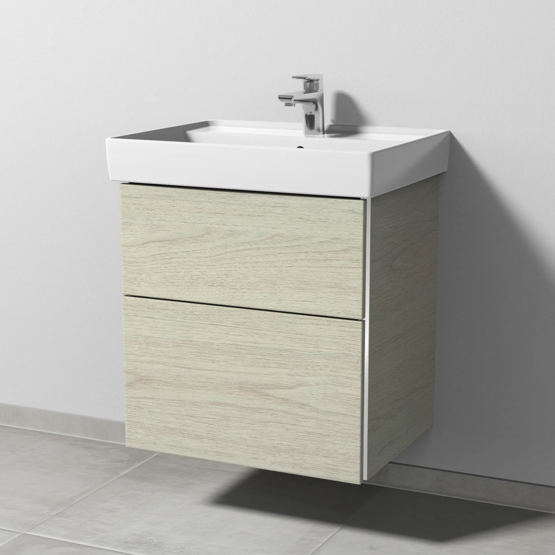Sanipa Waschtischunterschrank „3way“ passend zu Keramik-Waschtische Collaro von Villeroy &Boch 550 × 588 × 447 mm in White Oak