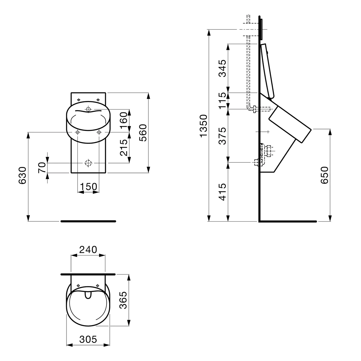 Absaugeurinal VAL 365x305x560 spülrandlos mit Löchern für Deckelmontage H894282 weiß Absaugeurinal VAL 365x305x560 spülrandlos mit Löchern für Deckelmontage H894282 weiß