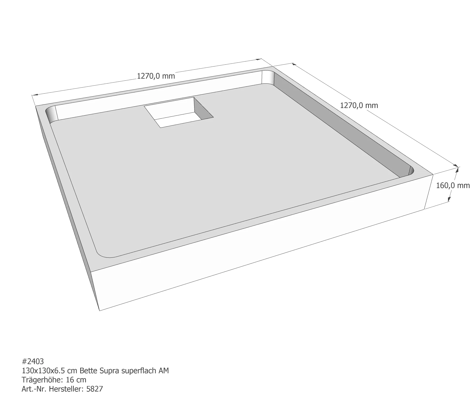 Duschwannenträger für Bette Supra (extraflach) 130 × 130 × 6,5 cm Breite: 130 cm / Länge: 130 cm Duschwannenträger für Bette Supra (extraflach) 130 × 130 × 6,5 cm Breite: 130 cm / Länge: 130 cm