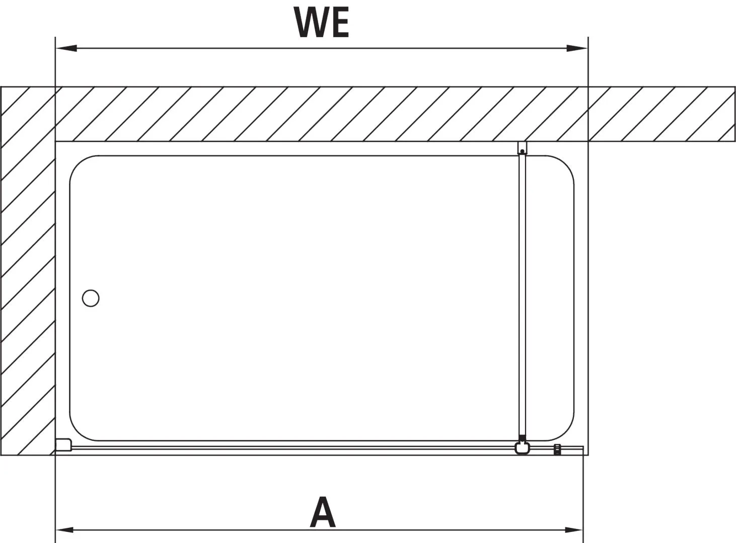 Kermi Duschdesign MENA WALK-IN Wall, H 2000 mm, 1400x33mm, Silber Hochglanz, ESG Klar