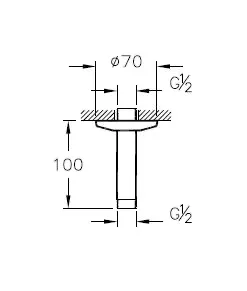 VitrA Origin Deckenarm für Duschkopf Länge 10 cm mit Anschluss G ½" Schwarz Matt WTC VitrA Origin Deckenarm für Duschkopf Länge 10 cm mit Anschluss G ½" Schwarz Matt WTC