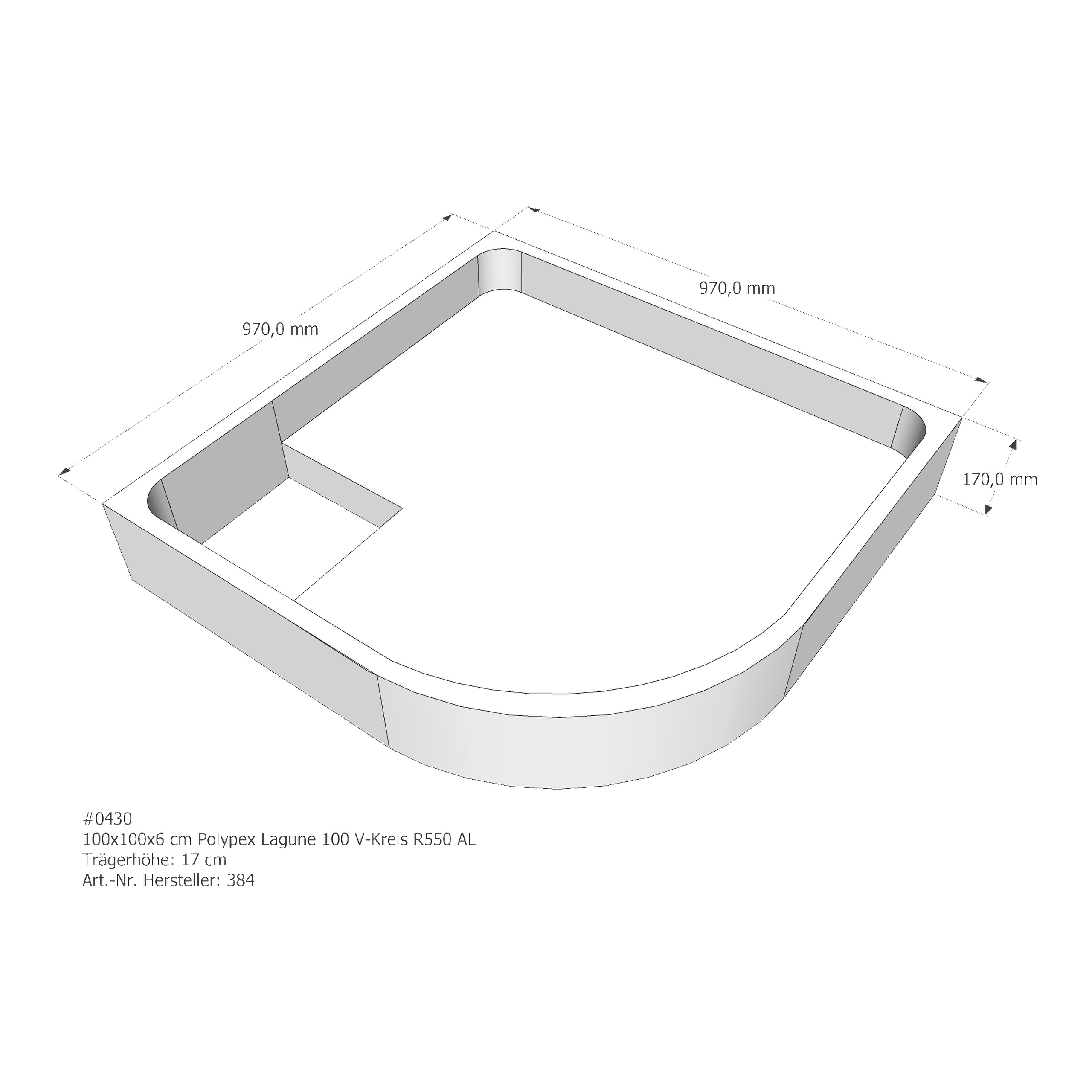 Duschwannenträger für Polypex Lagune 100 100 × 100 × 6 cm